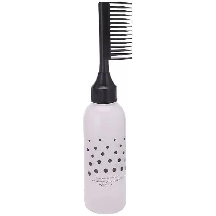 Hair Dye Bottle with Applicator Brush, Refillable Empty Dyeing Bottles, Coloring and Staining Tool, Hair Styling Tools (Black) - Image 1